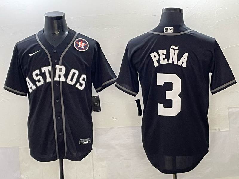 Men Houston Astros #3 Pena Black Nike 2025 MLB Jersey 0013